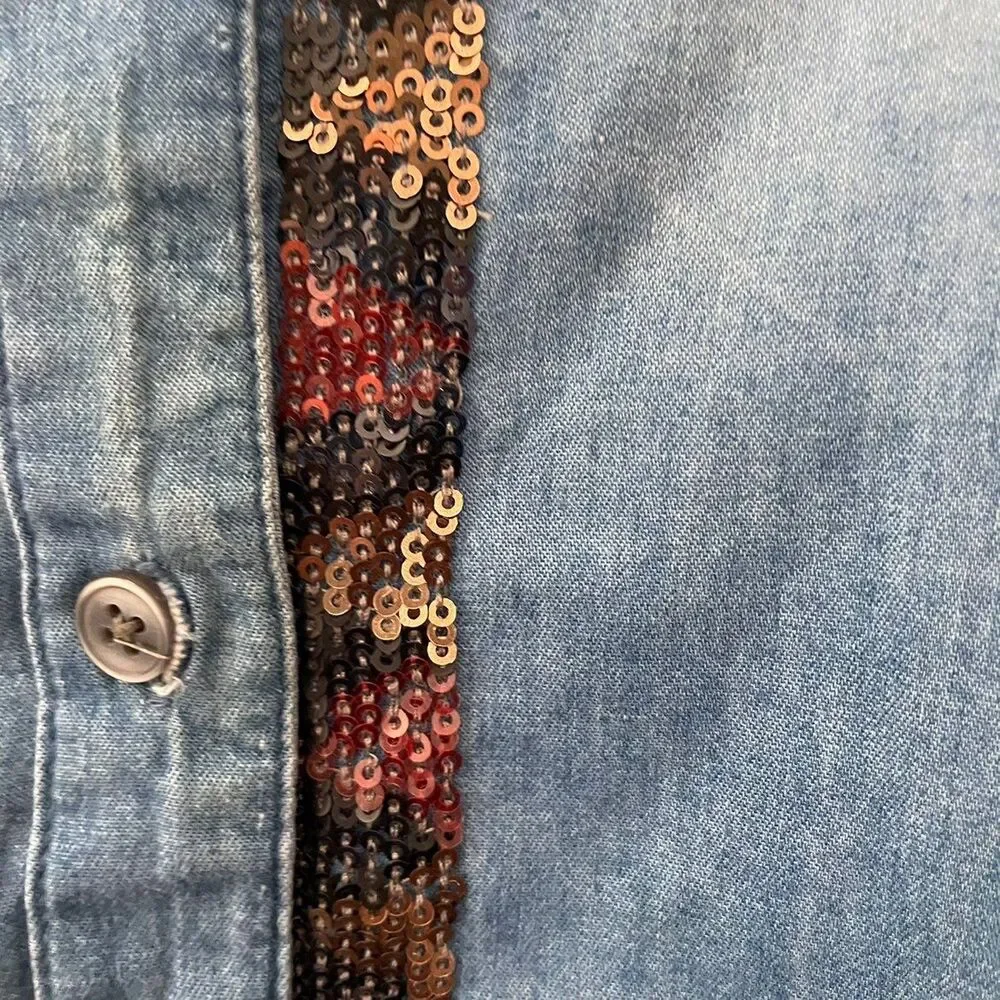 Style & Co Denim Button Down SEQUINS  XL - Picture 4 of 4